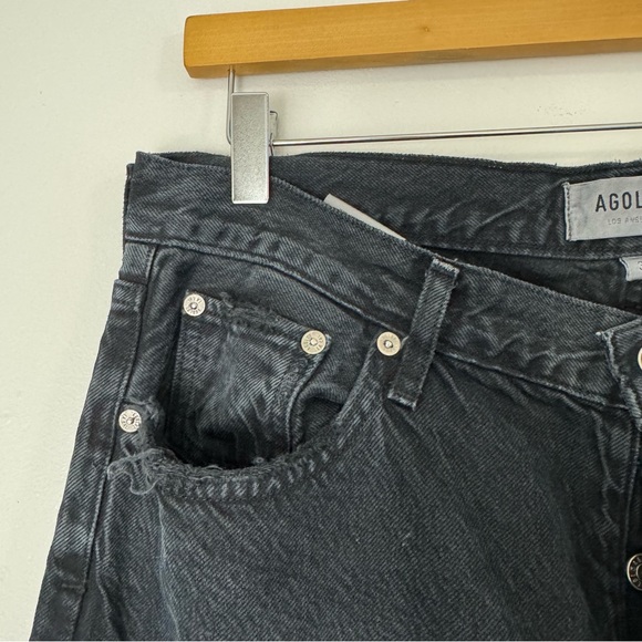 AGOLDE Black Jaime Jeans Button Fly Organic Cotton Size 32 Frayed Hem - Picture 6 of 9